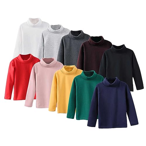 Toddler Turtleneck Baby Girl Boy Long Sleeve Shirt Solid Color Mock Neck Shirt Blouse Fall Winter Clothes