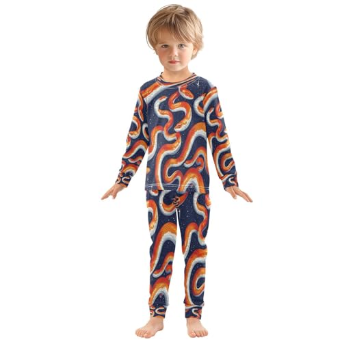 Pajama Sets Long Sleeve Orange Snake Pattern Soft Comfy Sleepwear 2 Piece PJS 3-8T2