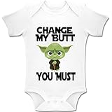 100% Baumwolle Baby Body Acen Baby \'Star Wars Inspired Yoda - Change My Butt, You Must\' - Baby Bodys/Strampler 100% Baumwolle (6-12 Monate)