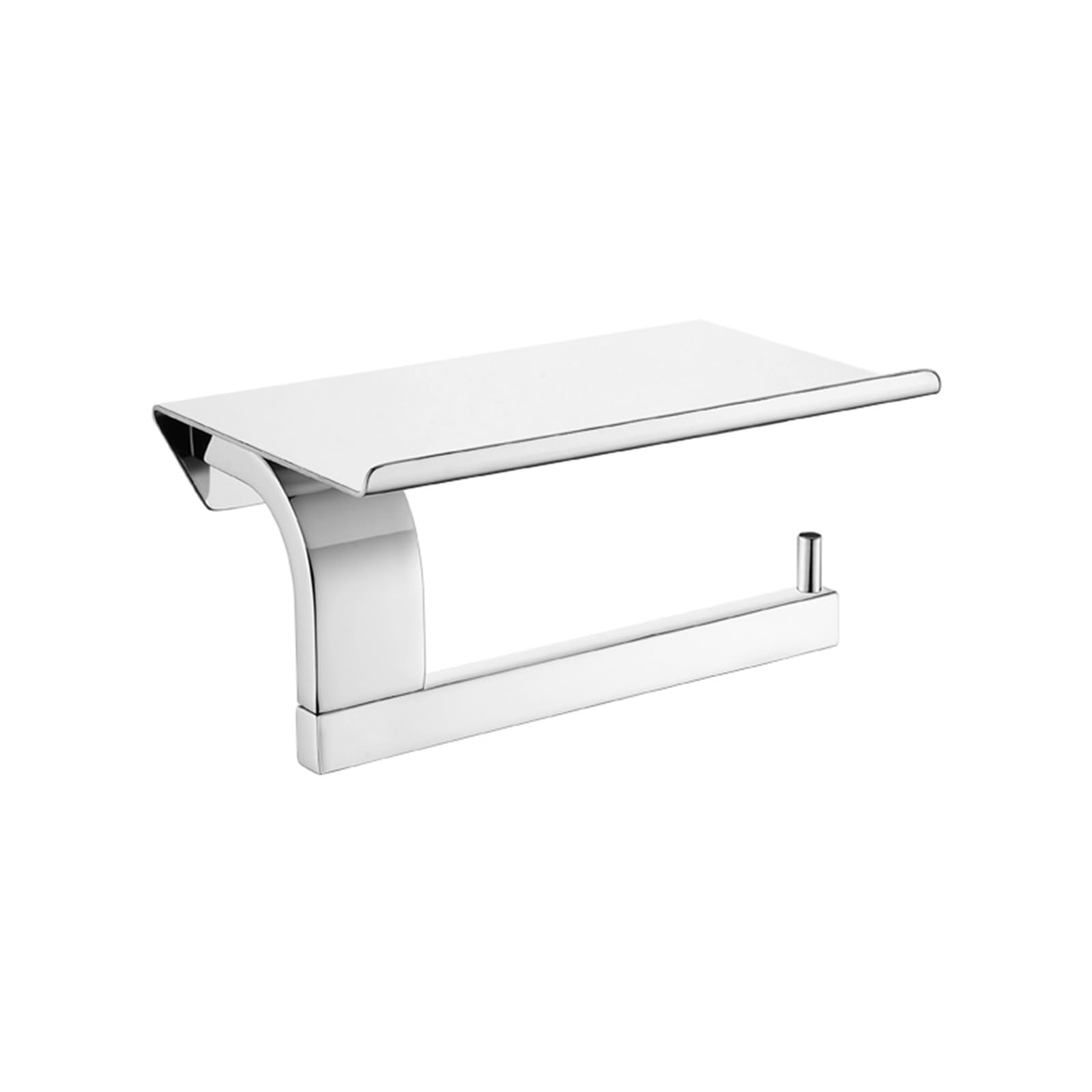 Stały uchwyt na papier toaletowy, Toilet Paper Holders Bathroom Wall Mount With Mobile Phone Shelf Silver Stainless Steel(2 Pcs)