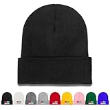 ZJHCEUS Personalized Custom Beanies for Men Women Winter Warm Hats Stocking Cap Acrylic Knit Cuff Beanie Unisex, Pure Black