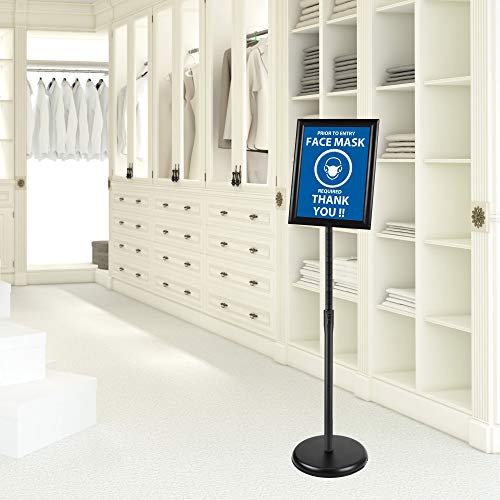Pujiang 8.5X11 Inch Adjustable Sign Holder Poster Stand, Heavy Duty Floor Sign Stand With Aluminum Snap Open Frame For Vertical And Horizontal Sign Displayed(Black) #TOP1