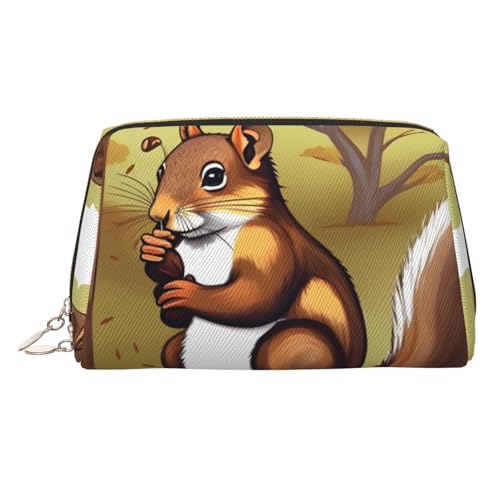 BLWSLC Neceser portátil con estampado de ardilla que come nueces, ideal para viajes y uso diario