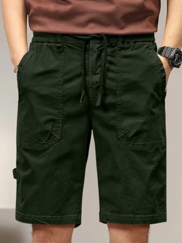 Image of Leriya Fashion Men Cotton Cargo Shorts | Lightweight Shorts Pant for Men | Elastic Waist with Drawstring | Casual Summer Cargo Short's for Man with Pockets