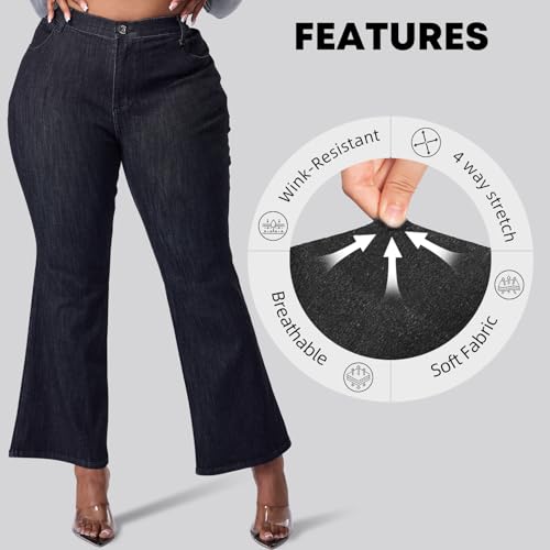 Women's Plus Size Jean High Rise Jean Ultra Lux Comfort Flare Jean with Pockets4