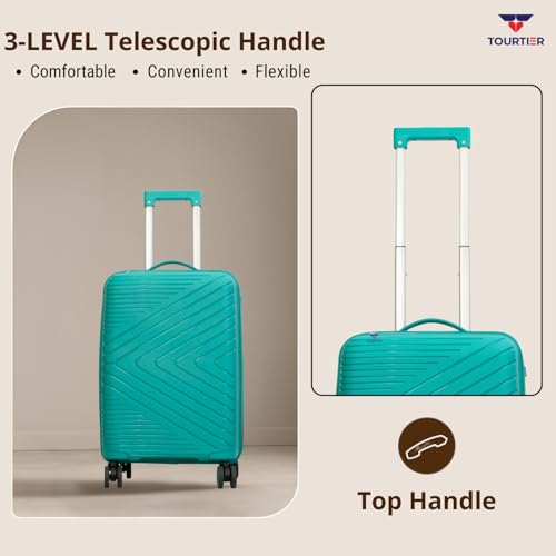 Image of Hard-Shell Luggage Trolley Bag with 360 Spinner Wheels, Large Capacity Travel Carry-On Suitcase (Style-1, Green, 20 INCH)