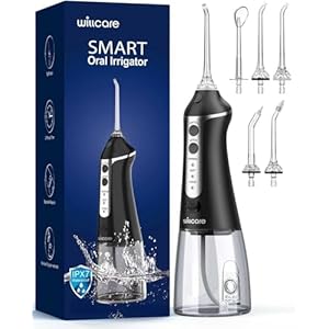 Water Dental Flosser, Portable Oral Irrigator with 300ML Water Tank, IPX7 Waterproof, Rechargeable, 4 Modes for Deep Teeth Cleaning, Travel-Friendly (Black)