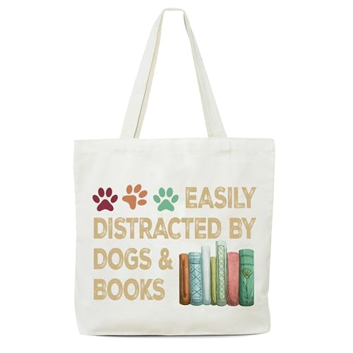 Dogs and Books Canvas Tote Bag