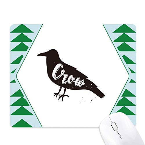Tapis de souris corbeau noir et blanc esquisse anti-dérapant tapis en caoutchouc green pine tree