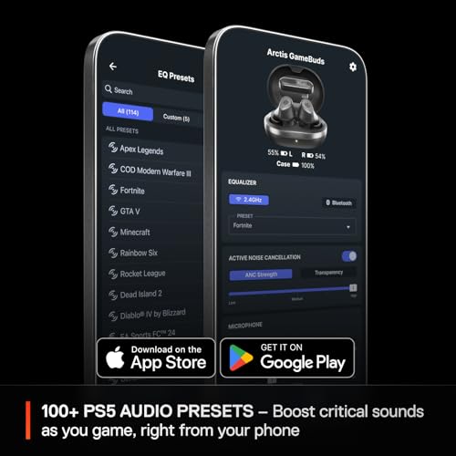 Image of SteelSeries Arctis GameBud for PlayStation Wireless Gaming Earphones 2.4GHz + BT 5.3 ANC /Transparency, IP55 Water Resistant, 40H Battery, Wireless Charging, PS5, PC, Switch 2 (Black)