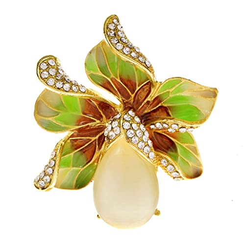 Broches à fleurs en strass pour femmes avec émail délicat et finitions haute joaillerie