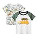 Produktbild Treer Kinder Jungen Mädchen T-Shirt Baumwolle Rundhals Kurzarm Shirt Sommer T-Shirt Oberteil 90-140 Größe - Cartoon Auto Drucken Netter Stil 2 Stück (Weiß Motorrad,100cm)