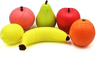 AI-YUN Speed Cube Set of 6 Pack, Simulation Fruit Magic Cube Set of Apple Pear Banana Orange Lemon Peach, Educational Puzzle Toys Gift for Kids