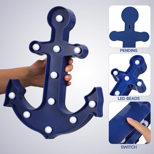 Gadpiparty Anchor Shaped Light Anchor Marquee Sign Led Lamp Battery Operated Anchor Decorations Night Light for Home Wedding Decor by Gadpiparty - Image 4