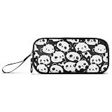 Kcldeci Cute Panda Pencil Case, Black White Pencil Bag Storage Pouch Pen Pencil Marker Stationery Bag Holder for Middle High School College and Office