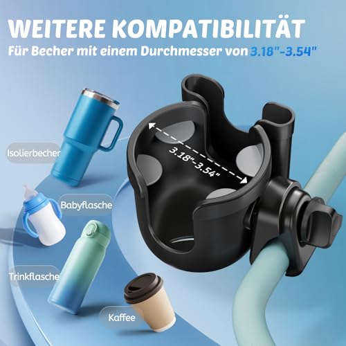 Getränkehalter für Kinderwagen Buggy Zubehör, Guiseapue Universal Becherhalter Kaffeehalter Kinderwagen Rollator Fahrrad Cup Holder für ABC Design Cybex Hauck Joie, Baby Erstausstattung Neugeborene