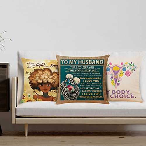 Gifts For Husband Throw Pillow Covers,I Love You Couple Skull Pillowcase Cushion Case For Sofa Bed Couch Bedroom, Husband Birthday Gift Ideas From Wife, Present For Husband Christmas Anniversaries #TOP4
