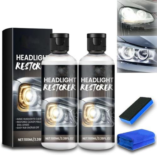 BCLYERBJ Restaurador de Lentes de Faros de Coche, abrillantador de Faros de Coche, Limpiador y restaurador de Faros, pulidor de Lentes con Esponja