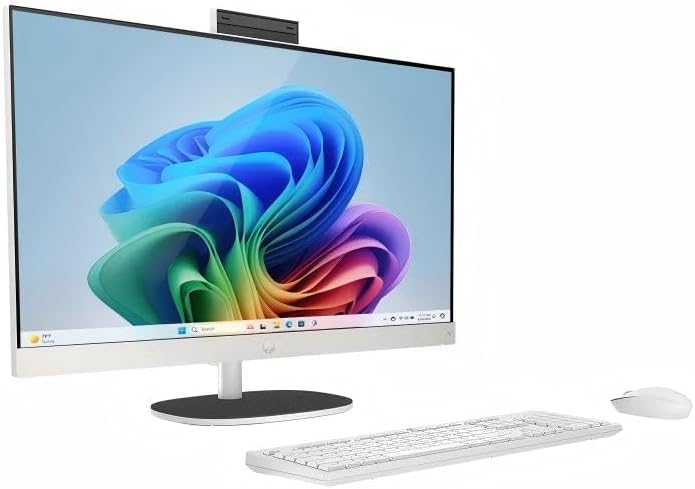 Image of HP 27 inch All-in-One Touchscreen Desktop Computer, AMD Ryzen AI 7 350 (8-Core, Up to 5 GHz), 64 GB DDR5-5600 MHz, 4 TB NVMe SSD, FHD IPS Display, Copilot+ PC, Wi-Fi 6 & BT 5.4, Win 11 Pro, Accessories