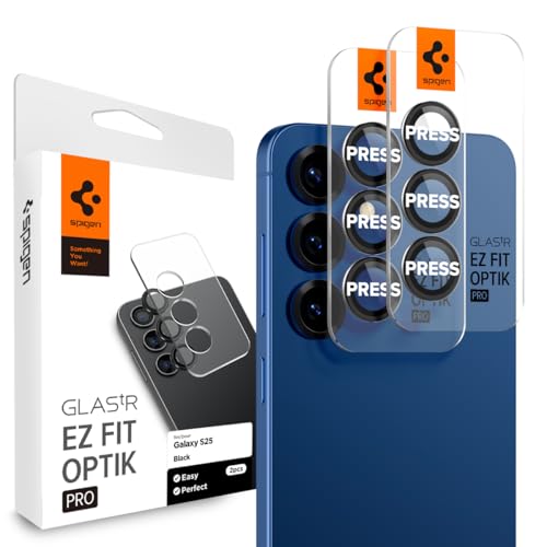 Spigen Camera Lens Screen Protector [GlasTR EZ Fit Optik Pro] Designed for Galaxy S25 - Black [2 Pack]