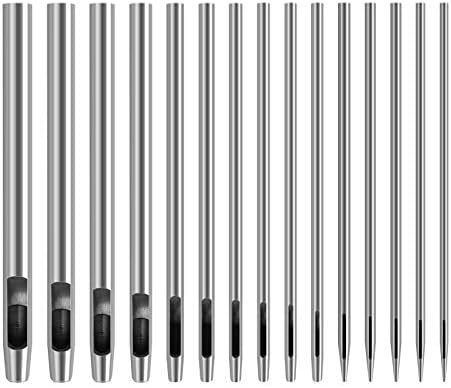 Huayue 15 PCS Leather Hole Punch Set, Steel Gasket Hole Punch Cutter Round Hollow Punch Leather Craft Punch Working Tool for Watch Strap Canvas Belt Paper Plastics, 0.5mm-6mm