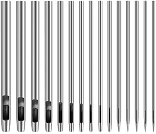 Huayue 15 PCS Leather Hole Punch Set, Steel Gasket Hole Punch Cutter Round Hollow Punch Leather Craft Punch Working Tool for Watch Strap Canvas Belt Paper Plastics, 0.5mm-6mm