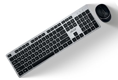 Acer Fusion Wireless Keyboard and Mouse Combo, Durable Stylish Design, 2.4GHz Nano Receiver, 10m Range, Indian Rupee Key, Adjustable DPI , Compatible with Windows & Mac