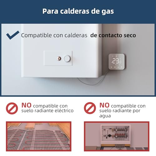 Termostato de batería de 2 Hilos. Termostato Wi-Fi programable Diariamente. Controlable de Forma remota a través de Tuya o Smart Life. Compatible con Google Assistant y Alexa. - imagen 2