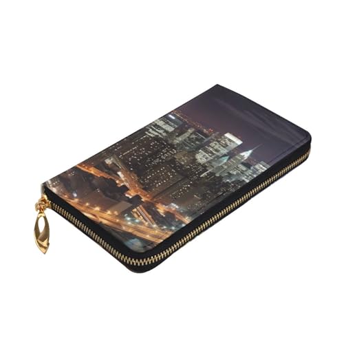 New York Night Wallet for Men Women Long Purse Leather Clutch Large Business Handbag Travel Phone Holder Credit Card Holder Money Case with Zipper Leather Wallets Gift3