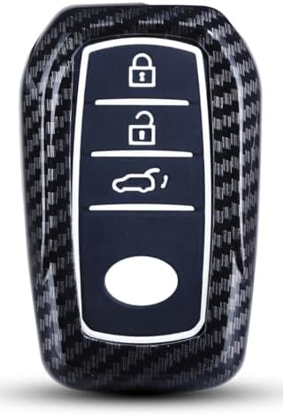 JVCV® Hard Case Key Cover Compatible with Toyota Innova Crysta Fortuner Legender Hycross Hilux Land Cruiser 3 Button Smart Key - Stylish Durable Protection (Carbon Black)