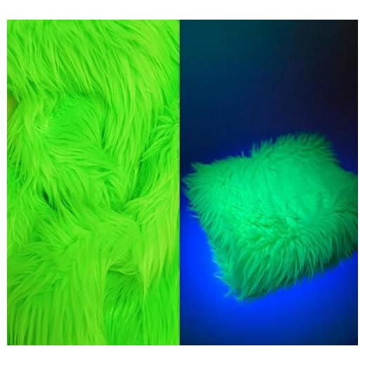 UV Reactive Solid Shaggy Faux Fur Fabric Sold by The Yard DIY Coats Costumes Scarfs Accessories Fashion (Neon Green)
