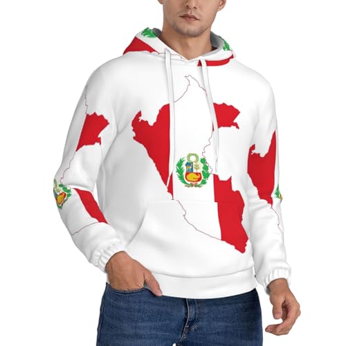 Sweat à capuche drapeau du Pérou pour homme avec cordon de serrage