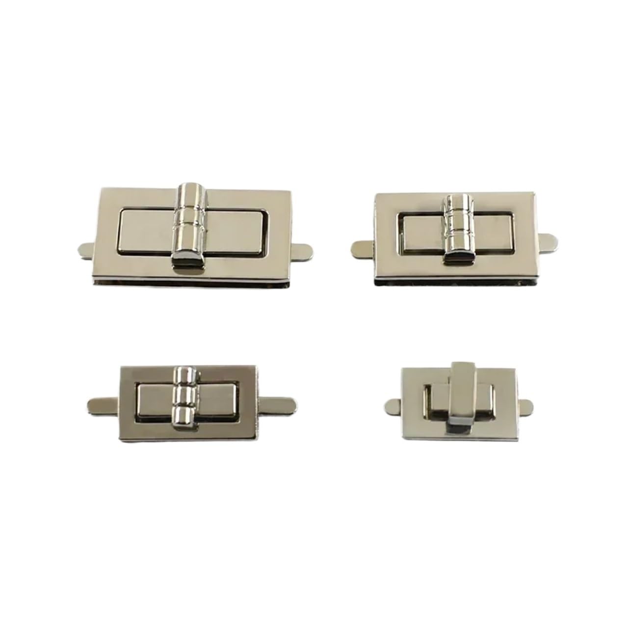 PVUVTNAHW 2Pcs Handbag Twist Turn Lock Buckle Rectangle Metal Buckles Purse Decor Closure Locks Clasp Bag Hardware(Silver,22x39mm)