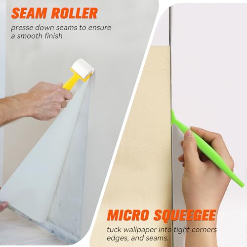 Image of WRAPXPERT Wallpaper Smoothing Tools, Wallpaper Tools for Peel and Stick, with Smoothing Brush, Smoother Squeegees, Wall Paper Kits for Adhesive Contact Paper, Backsplash Tile, Countertop Film Applying