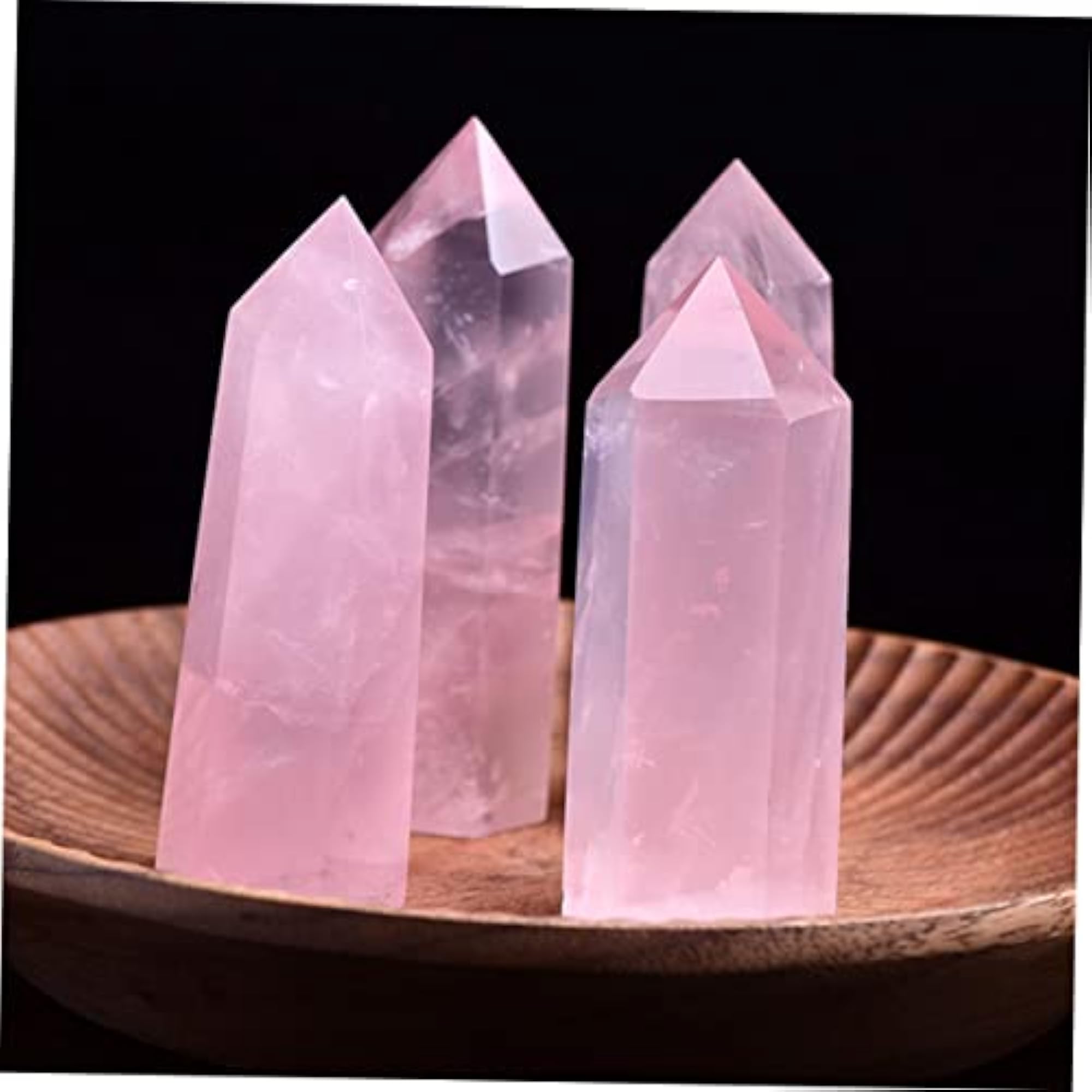 2pcs Pink Crystal Stone Layout with Labradorite Wand, Home Decor