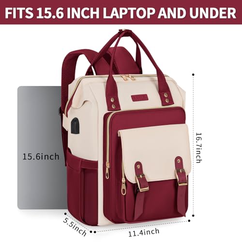 ANILD Travel Laptop Backpack for Women Bag, 15.6 Inch Work Backpack with USB Charging and Port Luggage Strap, Airline Approved Business Work Bag for Nurse College Teacher2