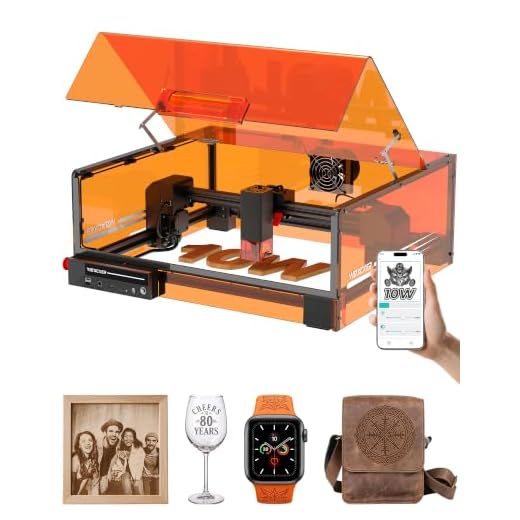 Laser Engraving Machine, Woxcker L2 MAX 10W Enclosure Laser Engraver, CNC Engraving Machine 0.01mm High Precision Laser Engraving and Cutting for Wood Stainless Steel Glass