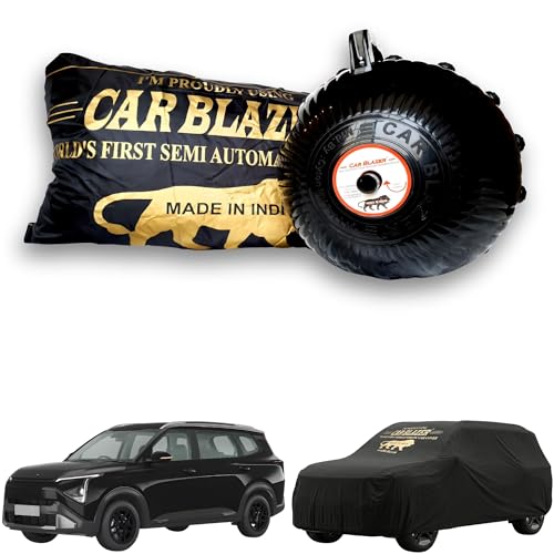 Image of CARBLAZER Portable & Semi-Automatic Full Body Car Covers: Heavy Duty Device| Anti-Theft| Dust & Scratch Proof | Water & Wind Resistant|Custom Fit| Dual-Side Cover, Compatible for Kia Carens Clavis