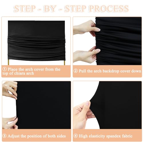 PATYDEST Square Arch Stand Cover 6.6x6.6FT Black Wedding Arch Backdrop Cover Arch Wall Backdrop Covers Spandex Arch Covers for Square Frame Backdrops for Birthday Anniversary Arbor Balloon Decoration by PATYDEST - Used condition - Image 5
