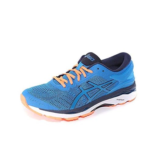 ASICS Mäns gelKayano 24 löparskor, Blå Directoire Blue Peacoat Hot Orange - 41.5 EU
