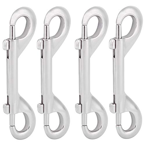 Aowesm 4 Packs Zinc Alloy Double Ended Bolt Snap Hooks Nickel Plated Double Sided Trigger Chain Metal Clip Scuba Diving Clips Key Holder Security New (Silver, 4 Inch) #TOP2