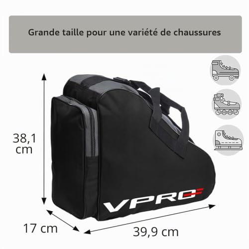 VPRO Sac de patins à glace, Sac de rollers, Ice Skate Bag, Sac pour Enfants/Adultes, avec sangle de transport et fermeture éclair (Violet) – vue 7