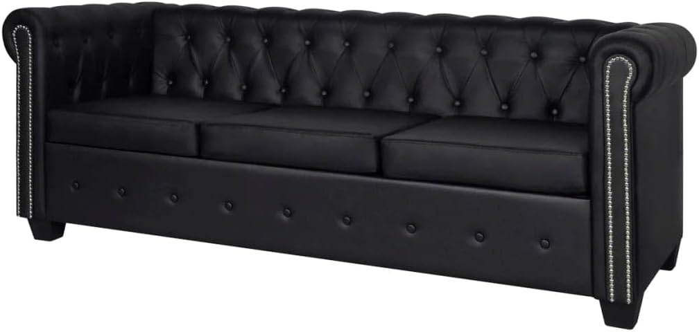 Sofa Black Artificial Leather Living Room Furniture