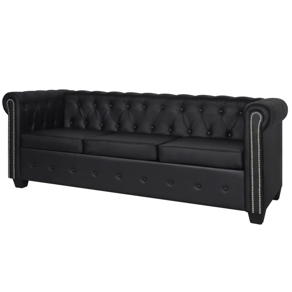 Divani Chesterfield a 2 Posti e a 3 Posti in Similpelle Nero Poltrone Sofa Divano Ufficio Divano Moderno Divano Per Esterno per Soggiorno Sala Studio Balcone Camera Da Letto