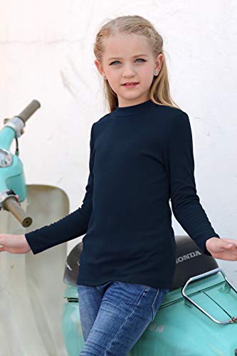 GORLYA Girl's Long Sleeve Soft Knit Mock Turtleneck Slim Fit Pullover Sweater Top for 4-14T Kids3