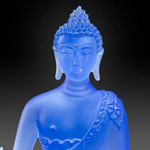 Houlu Small Crystal Medicine Buddha Statue For Indoor Home Decor, 4.33 In Liuli Crystal Healing Buddha Figurine For Health - Blue #TOP1