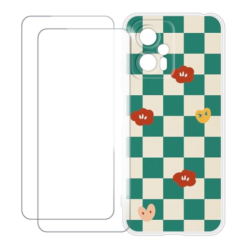 UOGNADGD Xiaomi Redmi Note 12T Pro 5G �Ƃ̌݊������� �J�X�^���J���t���P�[�X�{�����K���X�ی�t�B����2���t�� ? �Ռ��z�������h�~ (�΂̊i�q��)