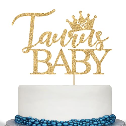 Calarjeta Taurus Baby Cake Topper, Taurus Baby Shower Decorations, Zodiac Taurus Birthday Cake Topper, Horoscope Astrology Baby Shower Party Decorations Gold Glitter