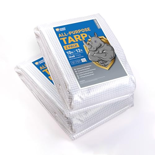 GUARD SHIELD Clear White Tarp Heavy Duty 10x12 Feet Waterproof for Greenhouse Outdoor Garden Poly Cover UV Resistant 3x3 Weave 10mil (2-Pack)