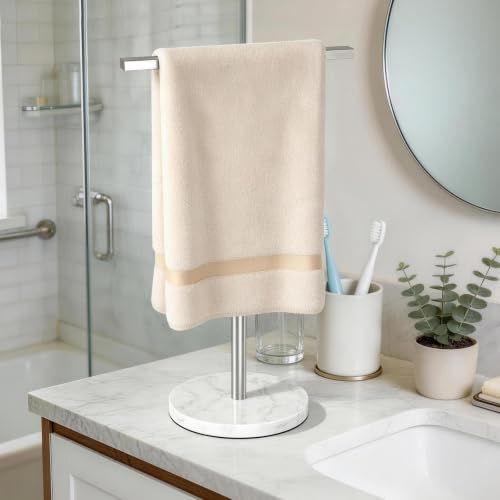 STWWO Hand Towel Stand, 11~18.8IN Adjustable Marble Base Brushed Nickel by STWWO - Used condition - Image 6